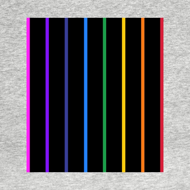 Vintage black and narrow rainbow stripes - vertical by bettyretro